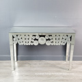 clear mirror round spot console table